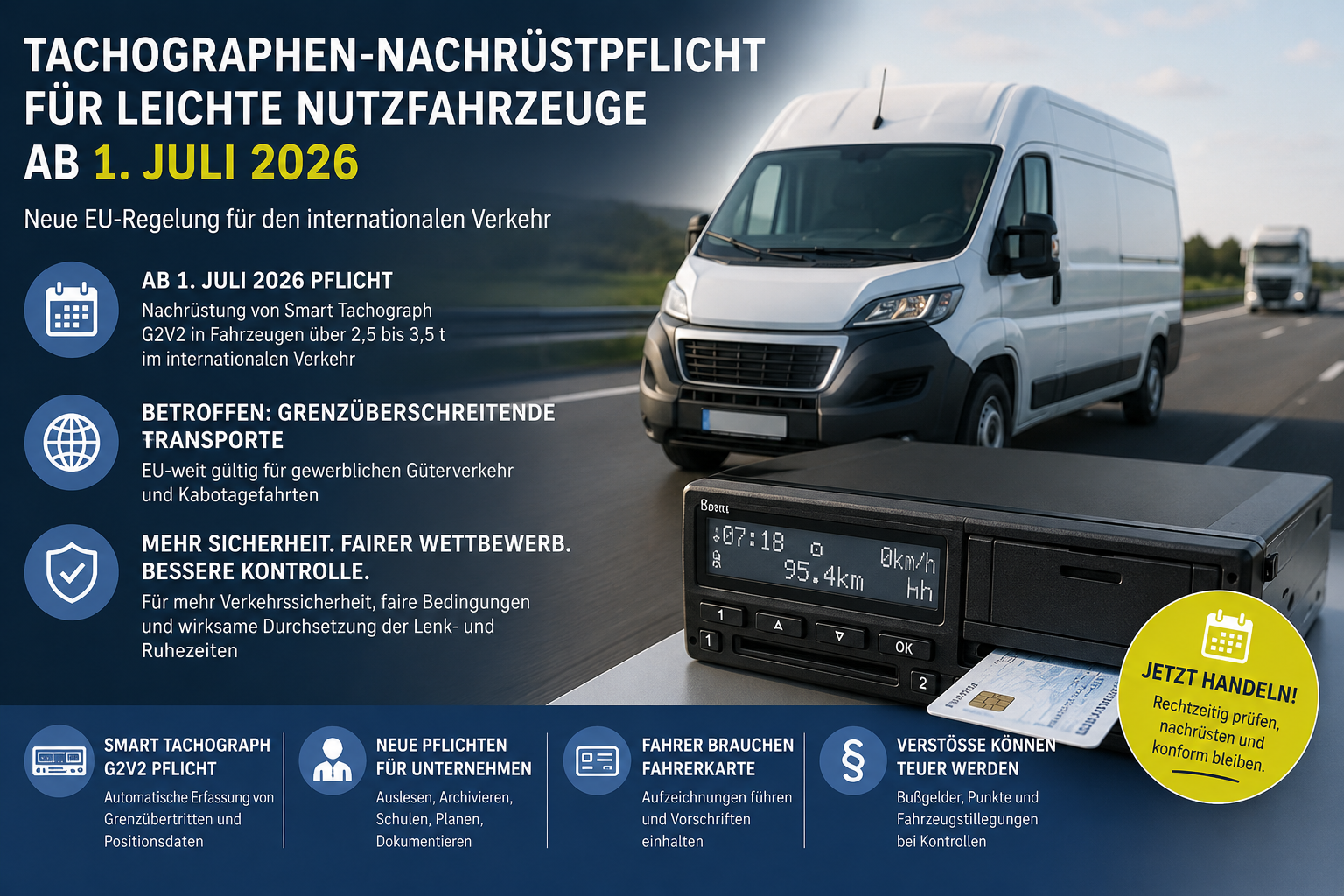 Tachographen-Nachrüstpflicht für leichte Nutzfahrzeuge ab 1. Juli 2026: Was Unternehmen jetzt wissen müssen